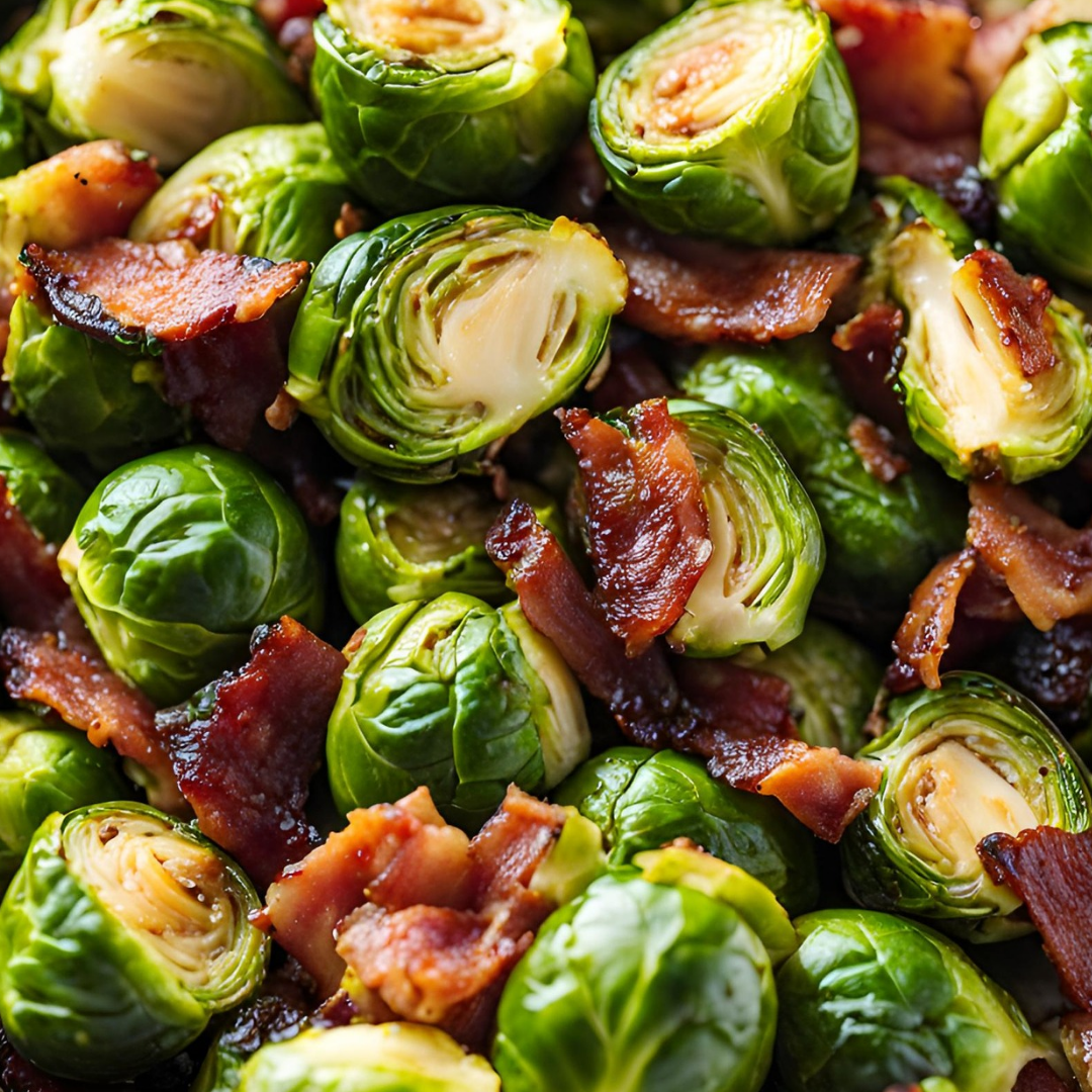 Manuka Honey and Bacon glazed Brussels Sprouts